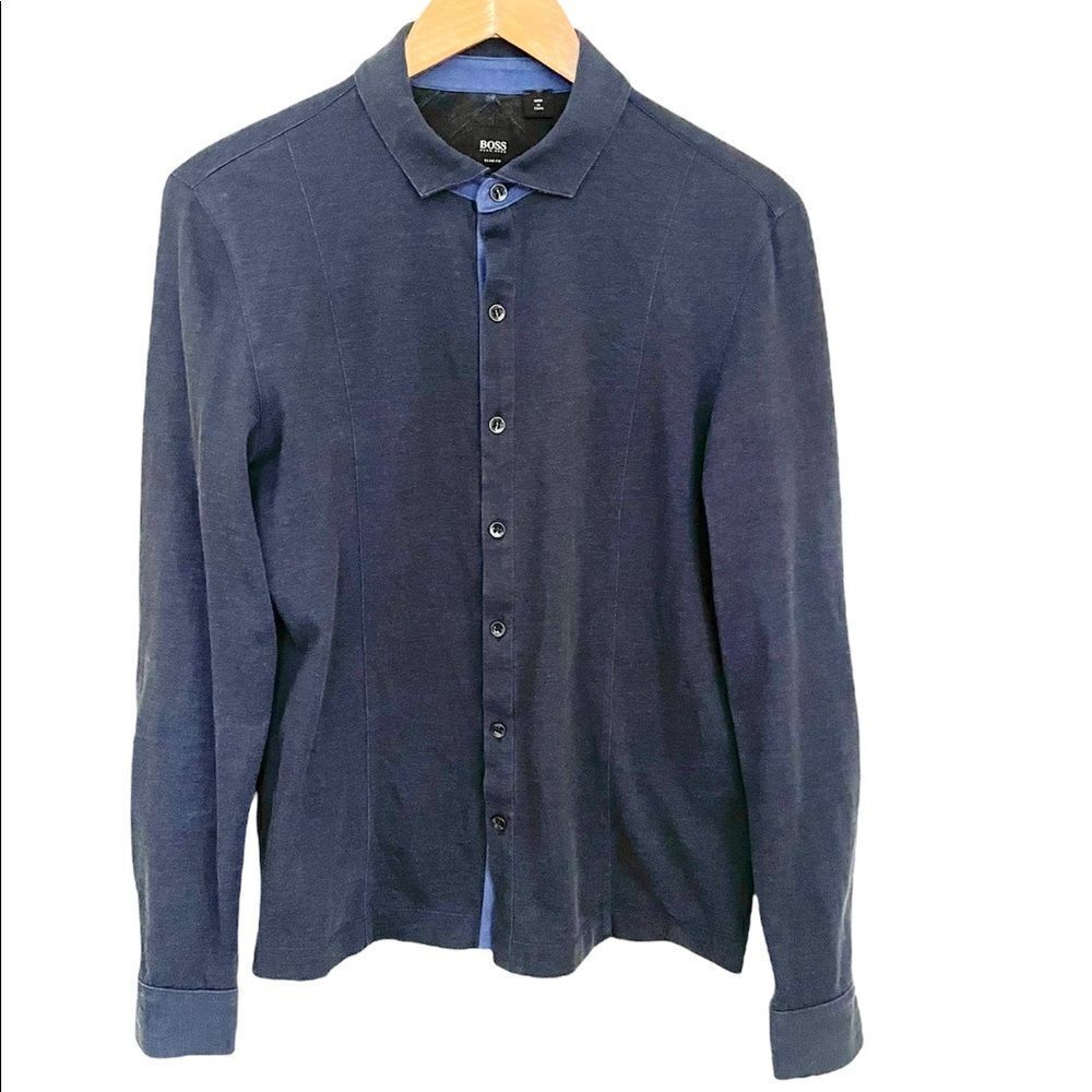 Hugo Boss, Boss Slim Fit Shirt, Jersey Stretch Denim/Navy Blue